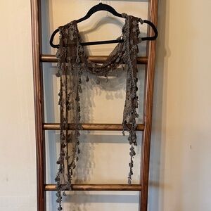 Young Essence Brown embroidered tulle Scarf